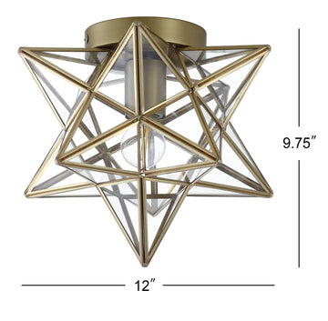 Stella 12" Moravian Star Metal/Clear Glass LED Flush Mount - JONATHAN Y